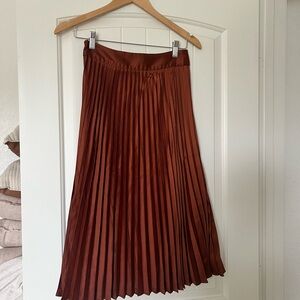 Sezane Rust Pleated Skirt